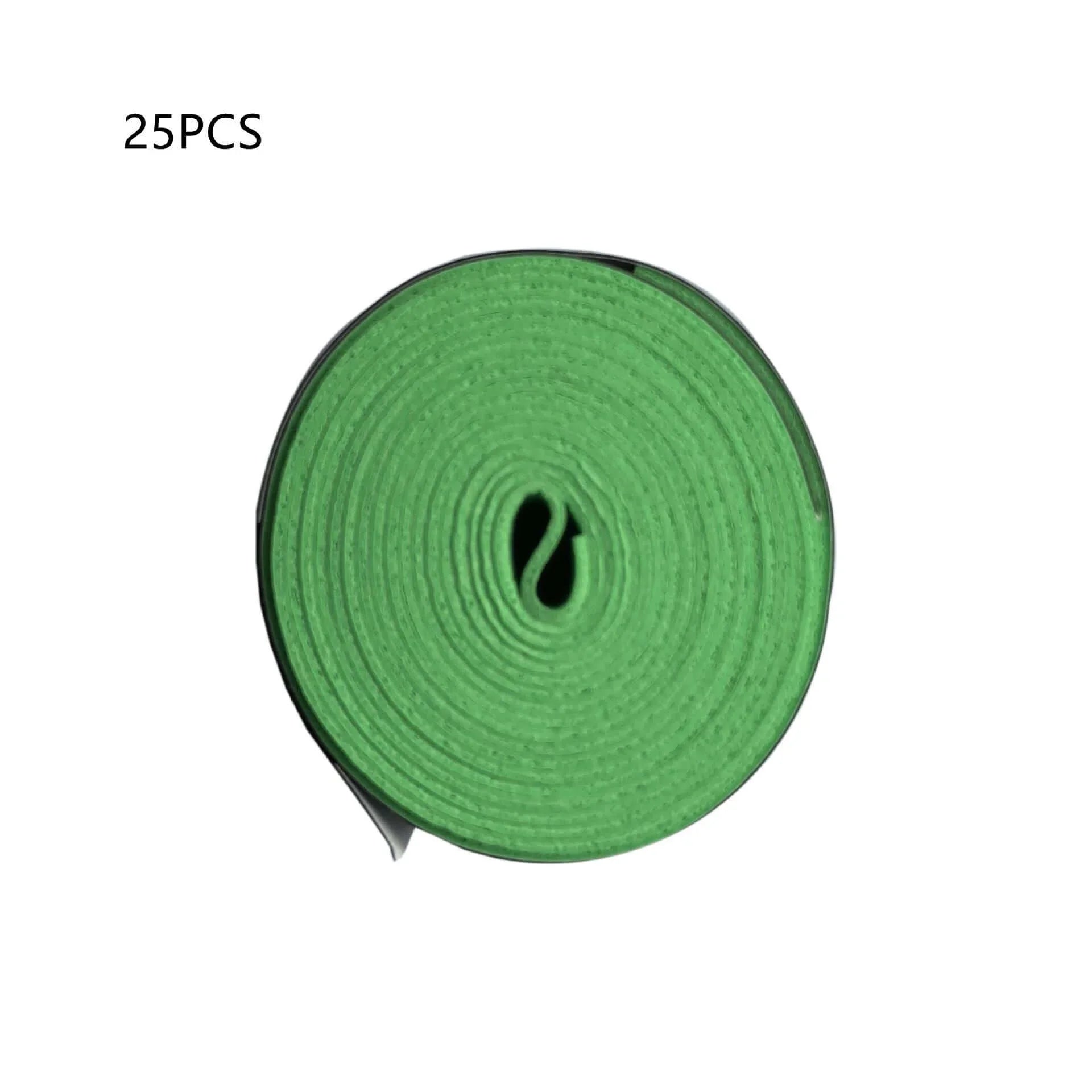 Racket Grip Tape roll in green color, non-slip frosted design, 25 pieces for enhanced performance.