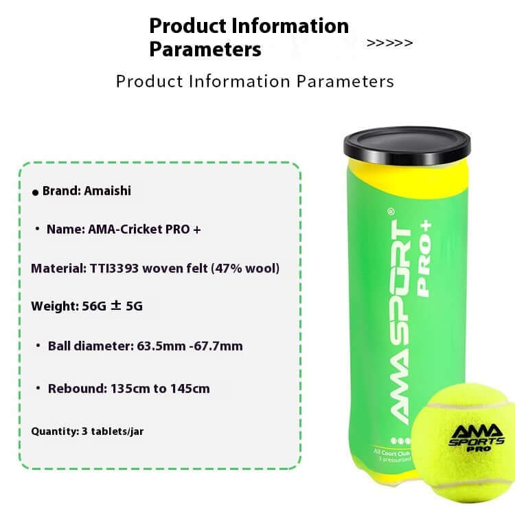High Elasticity Tennis Training Balls in durable packaging with product details such as brand, material, and specifications.
