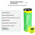 AMA Sports Pro+ tennis balls can with product information on a white background