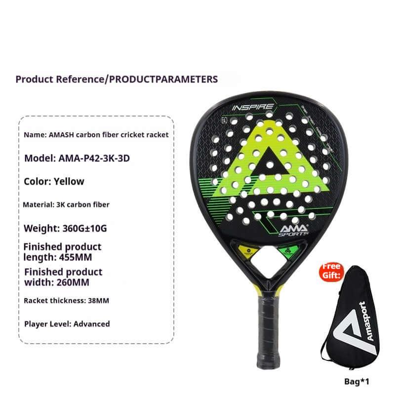 AMA Sports Carbon Fibber Tennis Racket showcasing carbon fiber material and ergonomic design for advanced players.