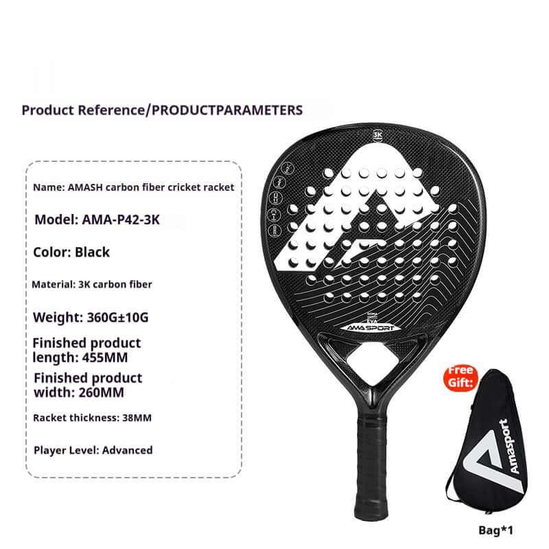 AMA Sports Carbon Fibber Tennis Racket, black color, professional-grade for power and precision performance.