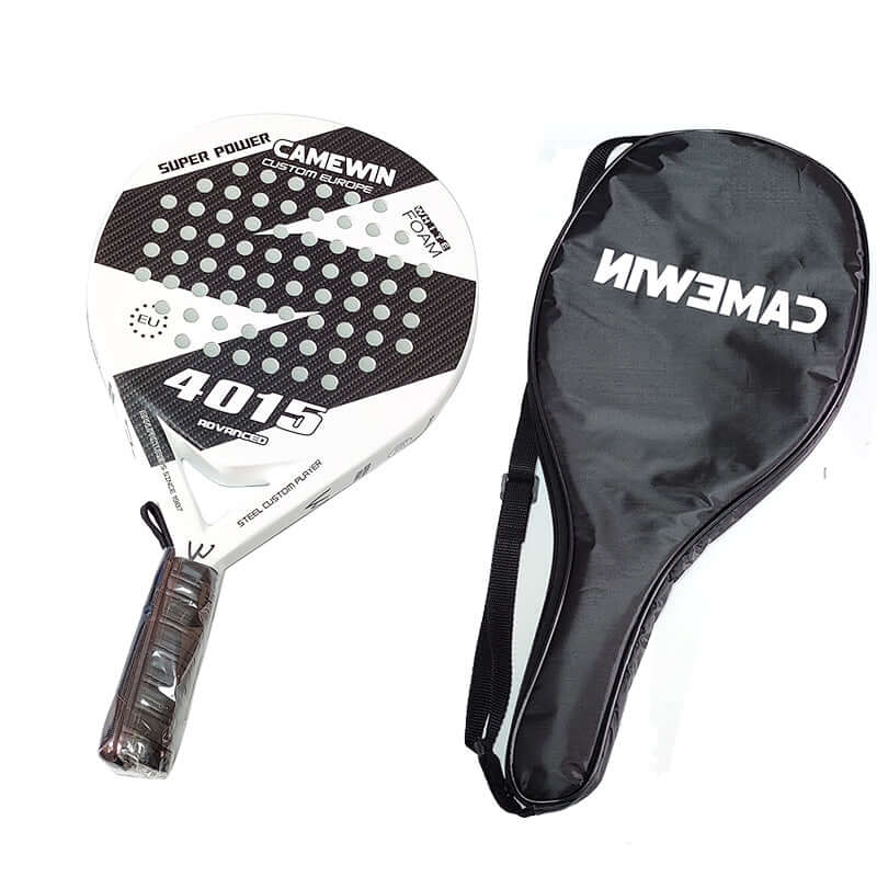 Beautiful Beach Appearance Sports Board Tennis Racket with black cover and dotted pattern.