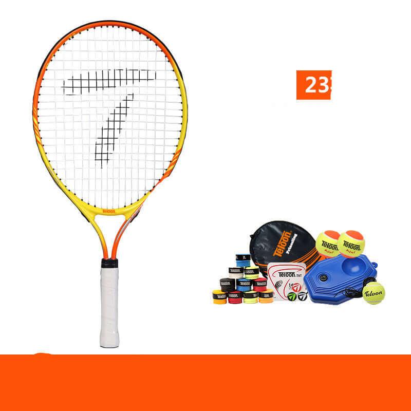 Beginner tennis racket for kids with colorful design, perfect for developing tennis skills.