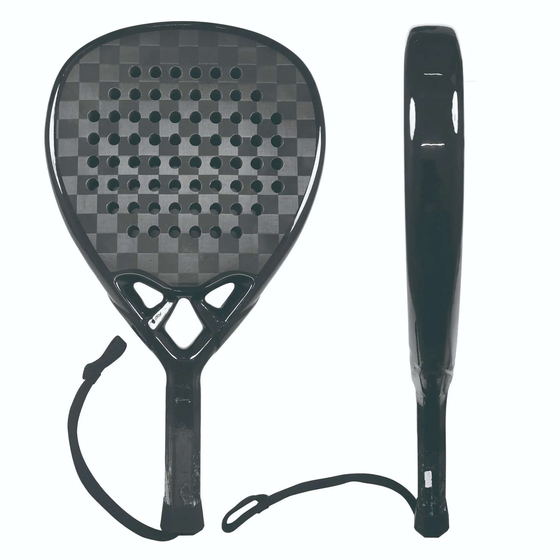 Best carbon fiber padel racket showing front and side view, designed for power and control on the court.