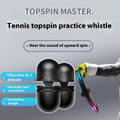 Best topspin tennis training tool displayed with a tennis practice whistle and racket for spin control.