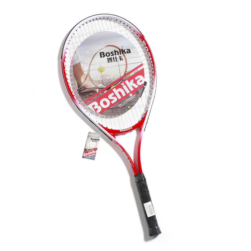 Boshika tennis racket with string, junior racket set for young players, balanced for power and control.