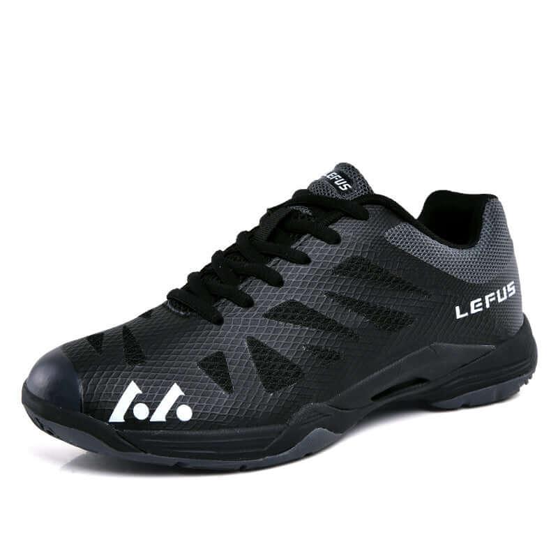Tennis shoes for men in L010 Black – durable cowhide leather and mesh sports sneakers