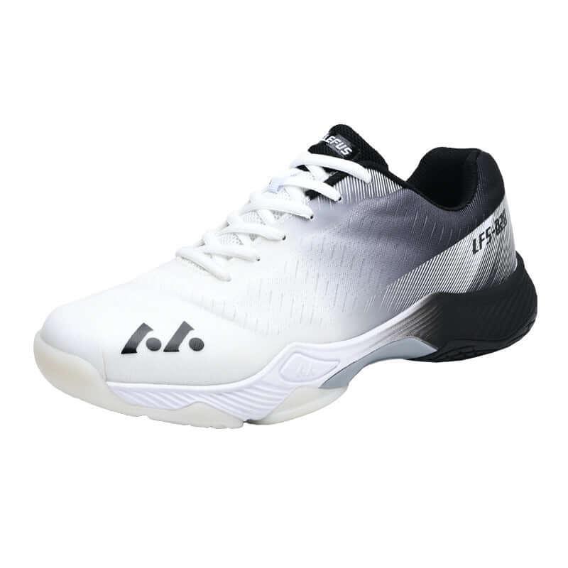 Breathable tennis shoes for men and women in sleek white and gray design, perfect for sporty activities and casual wear.