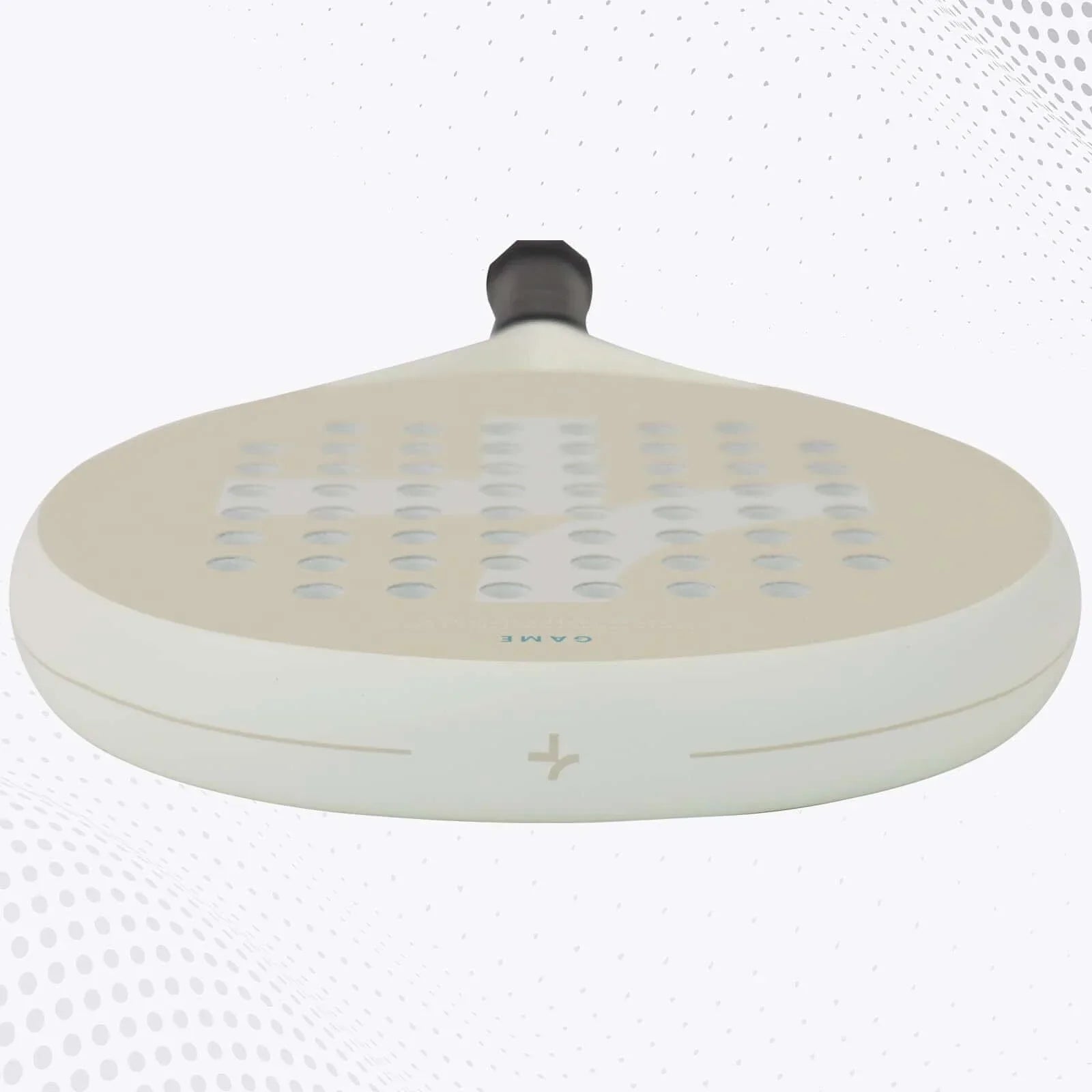 Cage Professional Carbon Padel Racket top view showcasing its lightweight design and perforated surface for enhanced performance.