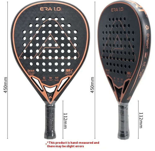 Carbon fibber padel racket ERA 1.0 showcasing the 18K diamond pad design for professionals, highlighting performance and control.