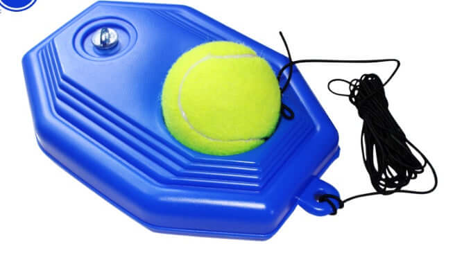 Tennis with Tennis String - Compact tennis training rebound aid featuring a yellow tennis ball and portable design.