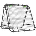 Double Sided Tennis Rebounder Net With Five Adjustable Angles, Black positioned for training.