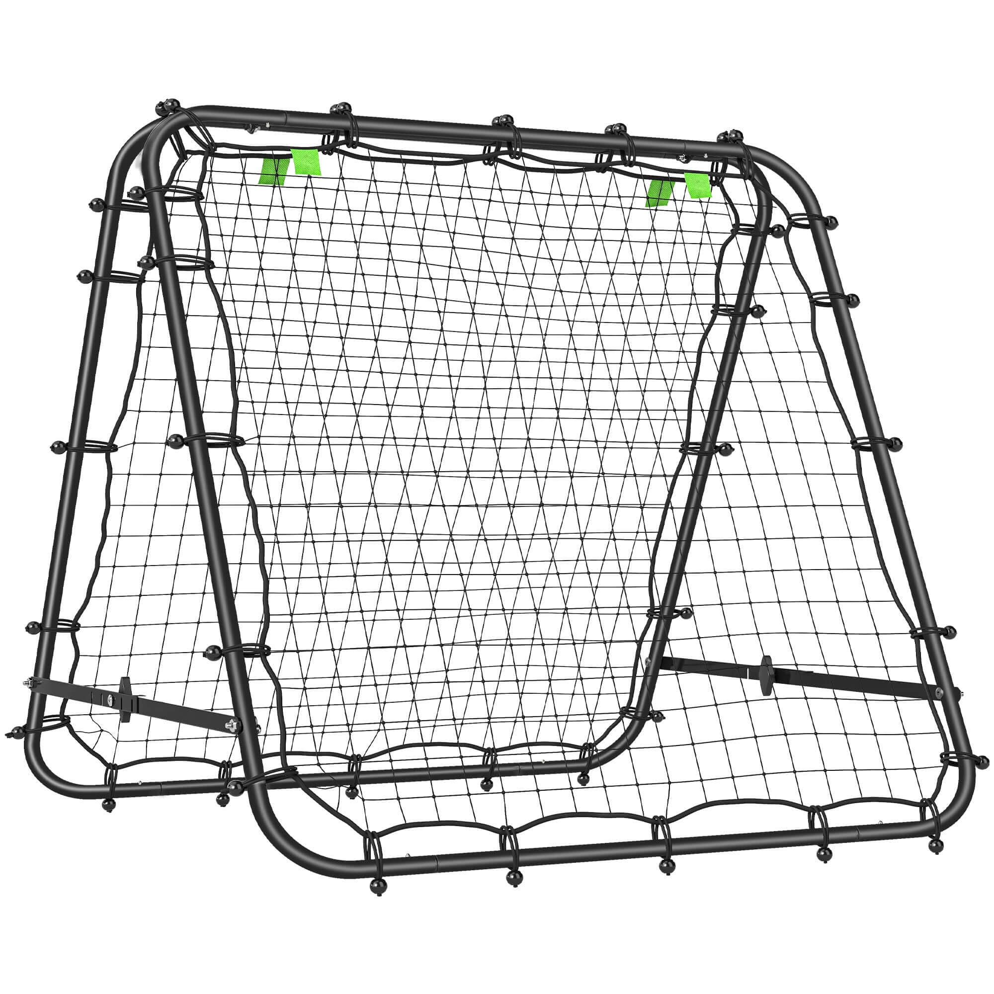 Double Sided Tennis Rebounder Net With Five Adjustable Angles, Black in a training setting for sports practice.