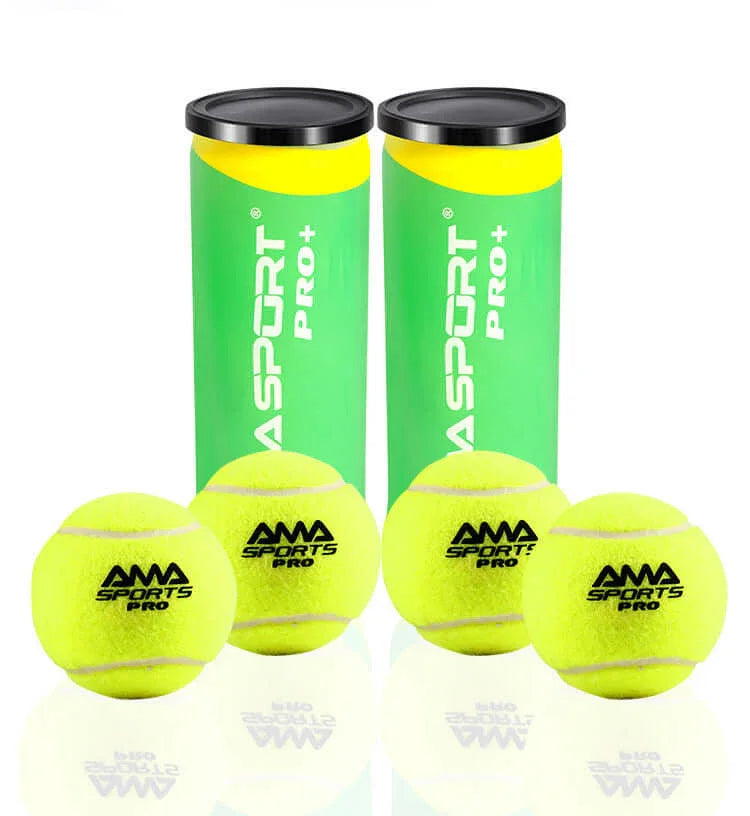High elasticity tennis training balls in green containers for durable practice and skill enhancement.