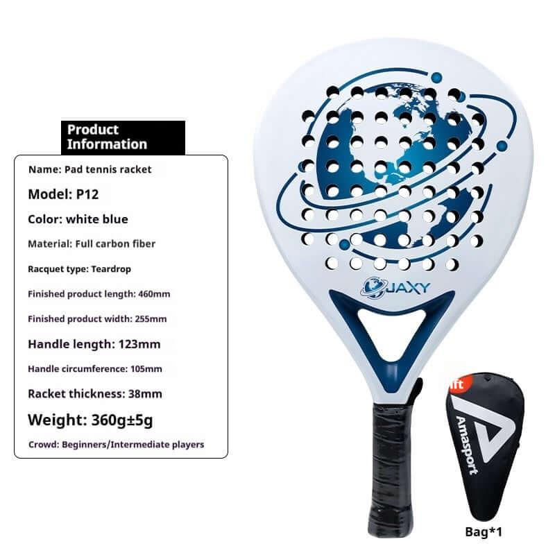 AMA Sports Carbon Fibber Tennis Racket showcasing its features, including full carbon fiber material for enhanced performance.
