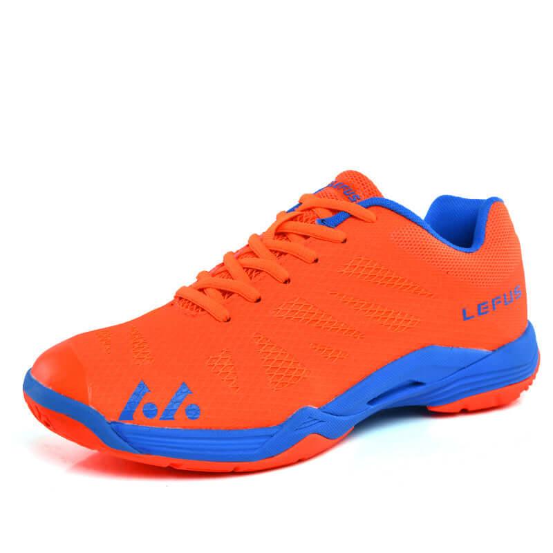 Tennis shoes for men in L010 Orange – breathable mesh and cowhide leather sports sneakers