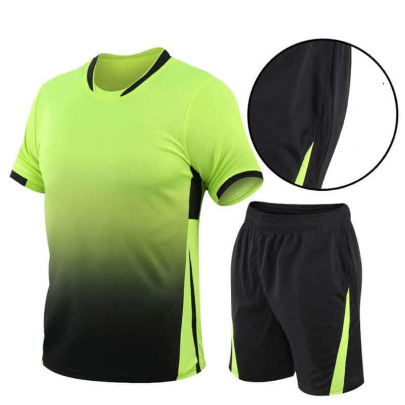 Tennis Suit for Men – Summer Sports T-Shirt & Shorts Set (M–5XL) in vibrant green and black design.
