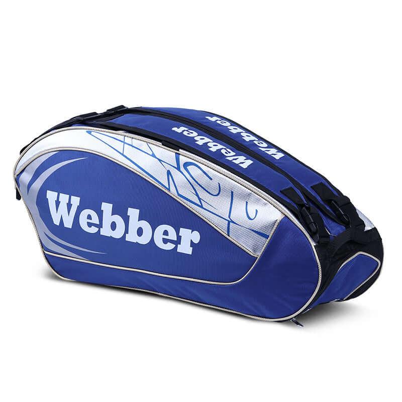 Portable Racket Bag in blue, designed for sports enthusiasts with ample storage for rackets and shoes.