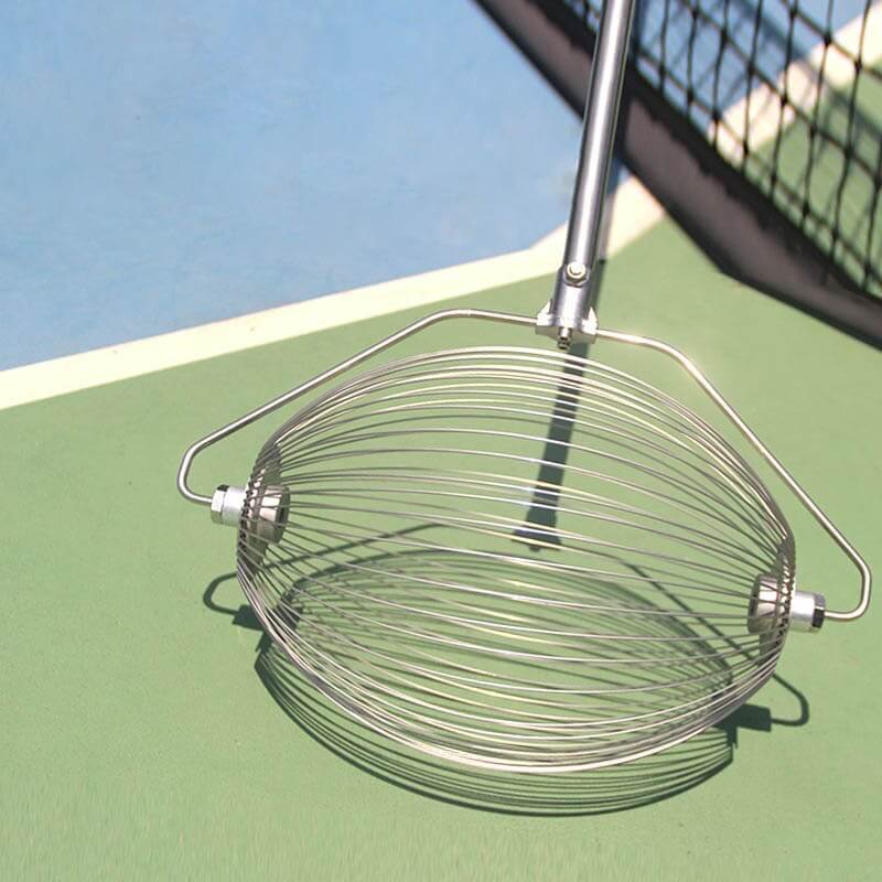 Portable Tennis Ball Picker Roller Type Basket Picking Without Bending stainless steel design on tennis court