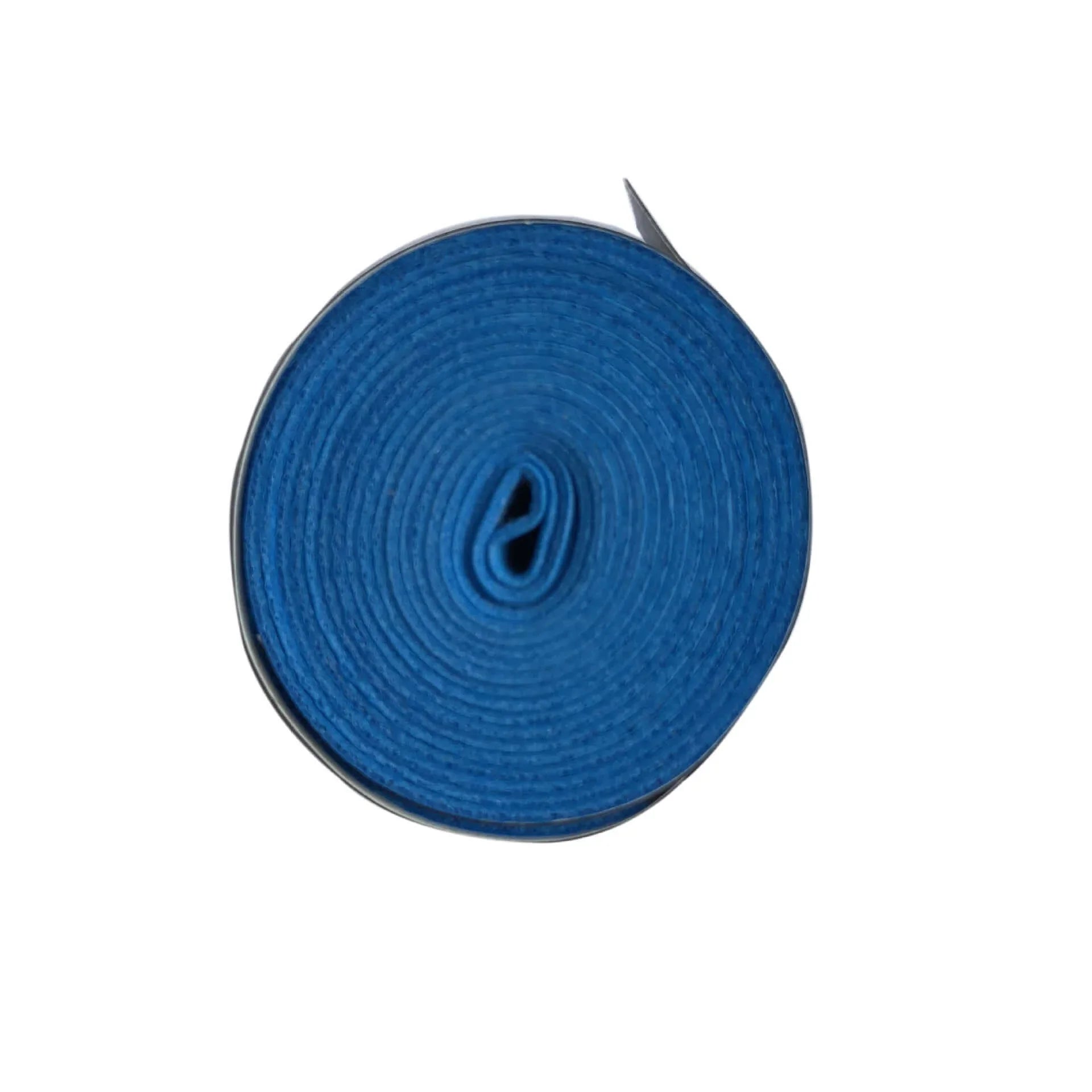 Racket Grip Tape in blue color, rolled up, showcasing its non-slip frosted texture for enhanced grip.