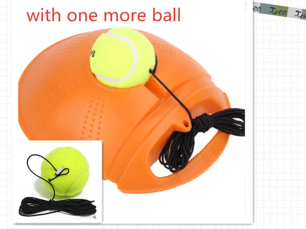 Senior tennis training equipment with durable base and attached tennis ball for skill improvement.