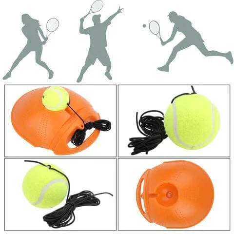 Beginner tennis training equipment includes a durable practice tool with a tennis ball and training base for skill enhancement.
