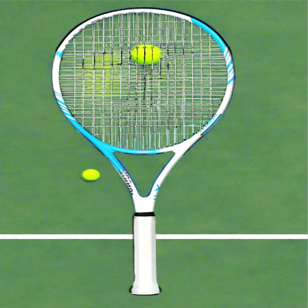 Teloon Tennis Racket hitting a tennis ball on the court, showcasing its lightweight and ergonomic design.