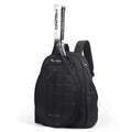 Tennis and badminton bag  with rackets displayed in stylish black shoulder bag.