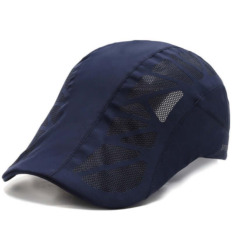 Dark Blue tennis cap with breathable mesh design, ideal for summer outdoor sports and quick-drying comfort.