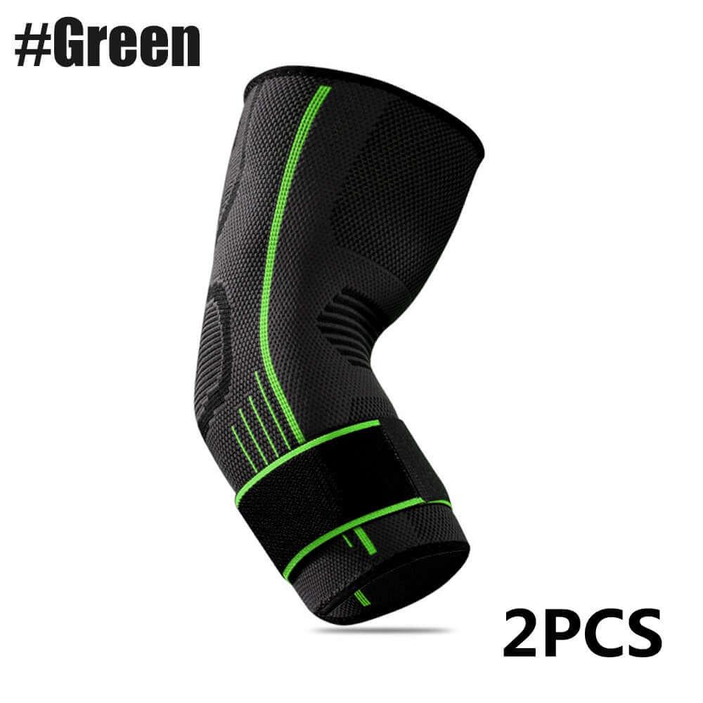 Tennis Protective Gear – Durable & Comfortable Multi-Sport Protection elbow sleeve in black and green, 2 pieces