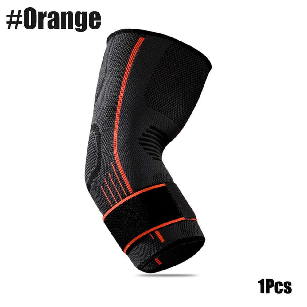 Tennis Protective Gear – Durable & Comfortable Multi-Sport Protection elbow sleeve in orange color.