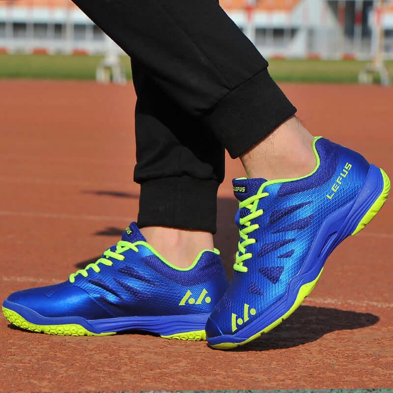 Tennis shoes for men in L010 Blue – breathable mesh and cowhide leather sports sneakers