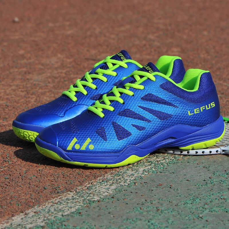 Tennis shoes for men in L010 Blue – breathable mesh and cowhide leather sports sneakers