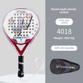 Womens Creative Printed Paddle Tennis Beach Racket in pink and white, perfect for beginners.