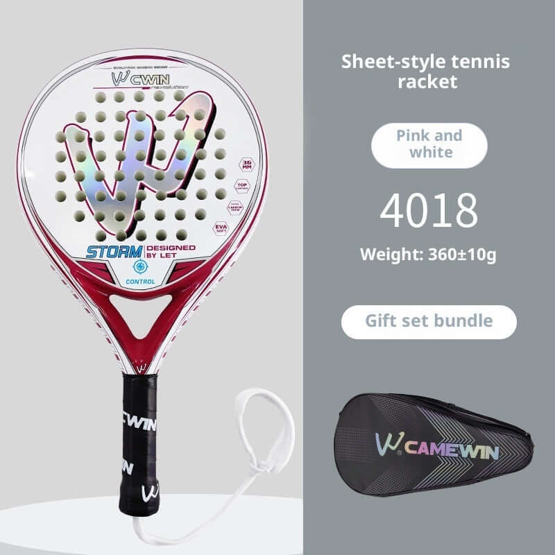 Womens Creative Printed Paddle Tennis Beach Racket in pink and white, perfect for beginners.