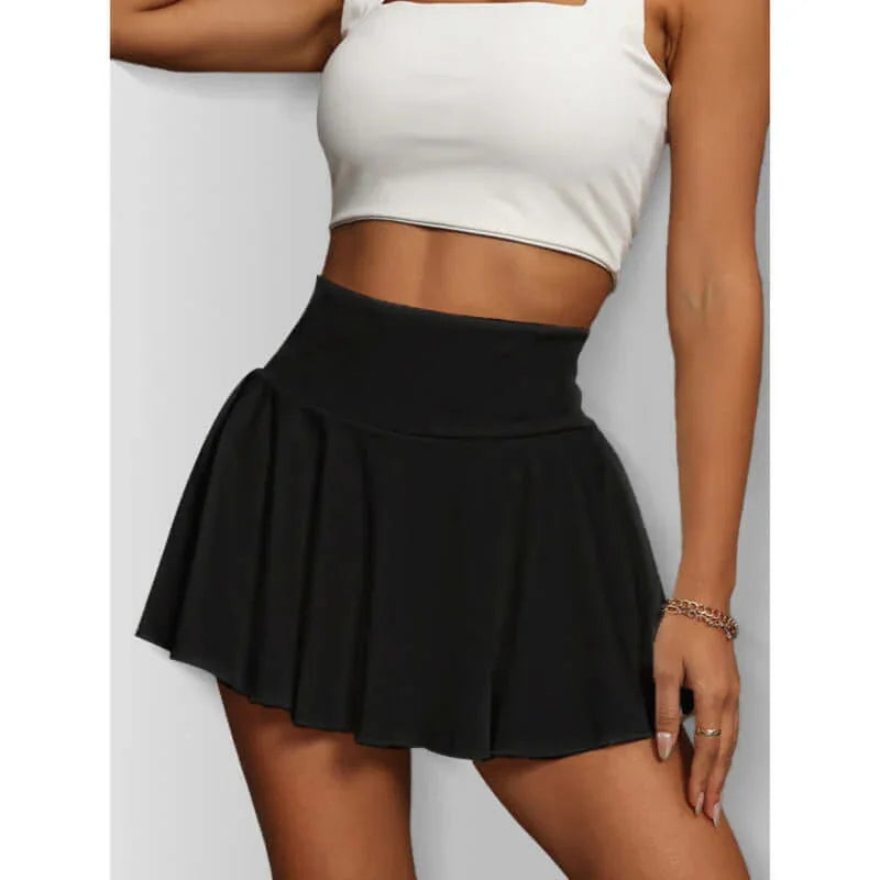 Tennis skirt – women’s high waisted athletic skirt with pockets in black, ideal for activewear and stylish comfort.